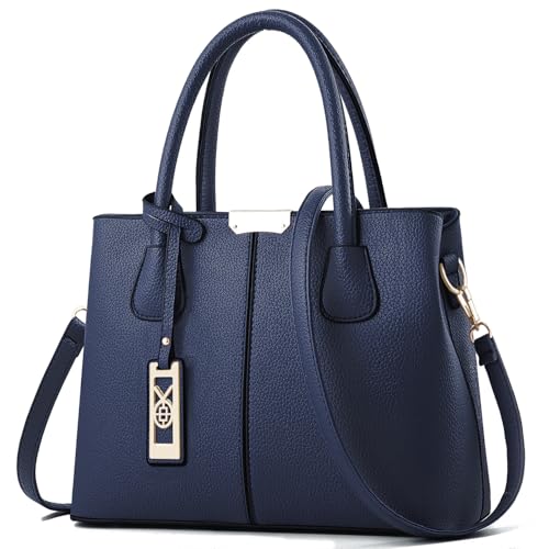 CHICAROUSAL Geldbörsen und Handtaschen für Frauen Leder Crossbody Taschen Damen Tote Schultertasche, dunkelblau, Medium von CHICAROUSAL