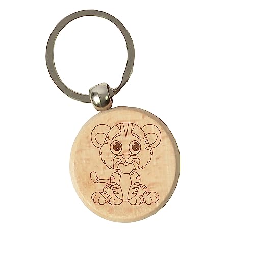 CHICCIE personalisierter Anhänger aus Holz Tiger 4cm - Schlüsselanhänger Namen von CHICCIE