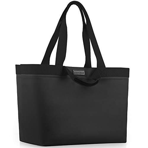 CHICECO Extra Große Shopper Handtasche für Damen Gross Arbeitstasche Reisetasche Wasserdicht (XL, Schwarz(mit 2 Steckfächern)) von CHICECO