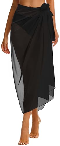 CHICGAL Sarong Wraps Badeanzug Coverup für Damen Badeanzug Cover Up Sommer Bikini Strand Bademode, Schwarz, Einheitsgröße von CHICGAL