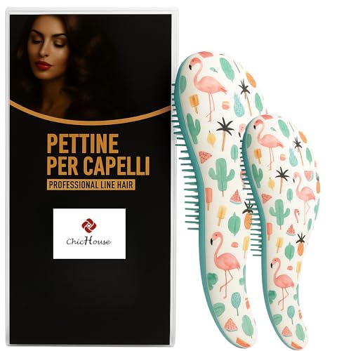 ChicHouse Entwirrungsbürste für Haare, Entwirrungsbürste mit weichen Borsten, reißfest, Reisebürste, Geschenkidee für Damen und Mädchen, bunte Muster (blauer Flamingo, großes und kleines Bund) ChicHouse Entwirrungsbürste für Haare, Entwirrungsbürste mit weichen Borsten, reißfest, Reisebürste, Geschenkidee für Damen und Mädchen, bunte Muster (blauer Flamingo, großes und kleines Bund) von CHICHOUSE