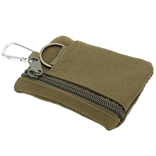 CHICIRIS Mini-Kartentaschen-Organizer, Outdoor-EDC-Molle-Beutel, Geldbörse, Mini-tragbares Schlüsselkartenetui, EDC-Beutel, Münzgeldbörse mit Karabiner (Grün) von CHICIRIS