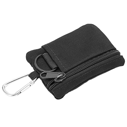 CHICIRIS Mini-Kartentaschen-Organizer, Outdoor-EDC-Molle-Beutel, Geldbörse, Mini-tragbares Schlüsselkartenetui, EDC-Beutel, Münzgeldbörse mit Karabiner (Schwarz) von CHICIRIS