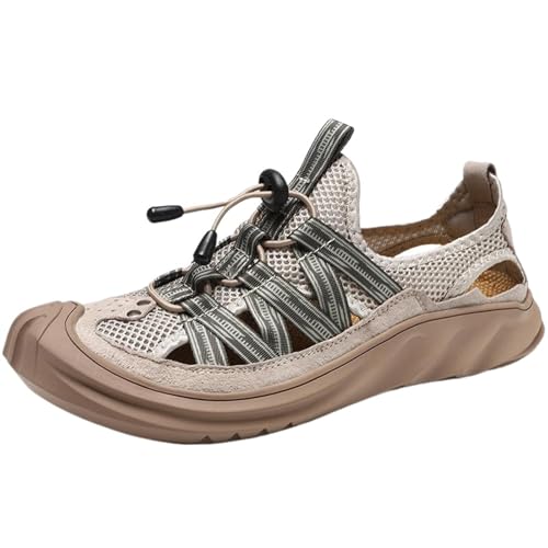 CHICMARK Atmungsaktive Mesh-Sandalen für Herren Leichte Rutschfeste Freizeitschuhe (Khaki, 39 EU) von CHICMARK