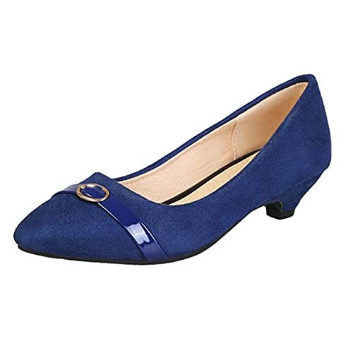 CHICMARK Comfort Arbeits- und Utility-Pumps mit Kitten Heel und Spitzer Zehenpartie (Blau, 41 EU) von CHICMARK