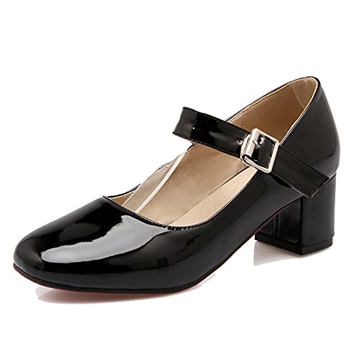 CHICMARK Damen Bequem Mary Janes mit Mittelhohem Blockabsatz (Schwarz, 38) von CHICMARK