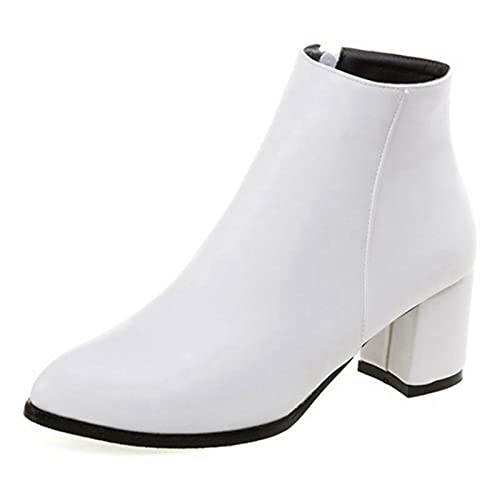 CHICMARK Damen Blockabsatz Stiefeletten (Weiß, 39 EU) von CHICMARK