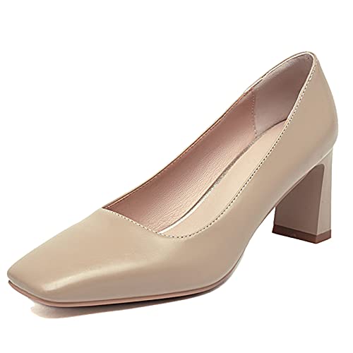 CHICMARK Damen Komfort Slip-on Pumps mit Mittlerem Blockabsatz (Aprikose, 46) von CHICMARK