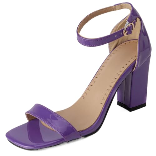 CHICMARK Damen Dress Open Toe Sandalen mit Blockabsatz Kegelabsatz Schuhe Sommer (Dunkelviolett, 41 EU) von CHICMARK