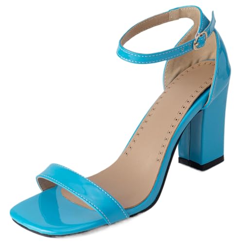 CHICMARK Damen Dress Open Toe Sandalen mit Blockabsatz Kegelabsatz Schuhe Sommer (Hellblau, 33 EU) von CHICMARK