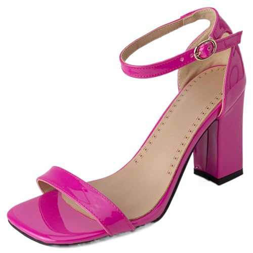 CHICMARK Damen Dress Open Toe Sandalen mit Blockabsatz Kegelabsatz Schuhe Sommer (Rosenrot, 32 EU) von CHICMARK