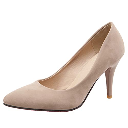 CHICMARK Damen Dress Pumps Pointed Toe Slip-On Schuhe für Arbeit & Datierung (Beige, 46) von CHICMARK