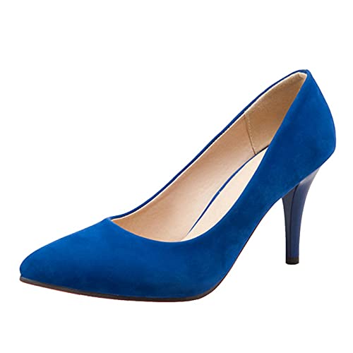 CHICMARK Damen Dress Pumps Pointed Toe Slip-On Schuhe für Arbeit & Datierung (Blau, 46) von CHICMARK