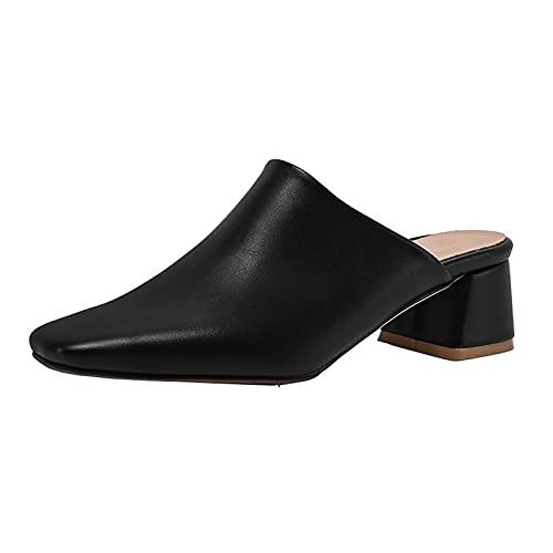 CHICMARK Damen Elegante Clog Pantoletten mit mittelhohem Blockabsatz (Schwarz , 48) von CHICMARK