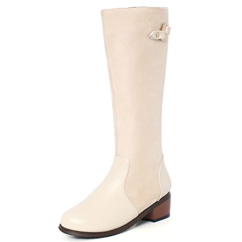 CHICMARK Damen Flach Langschaft Stiefel (Beige, 41) von CHICMARK