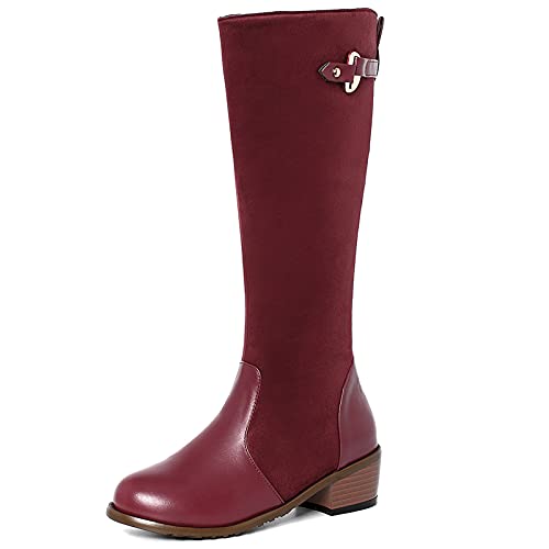 CHICMARK Damen Flach Langschaft Stiefel (Weinrot, 40) von CHICMARK