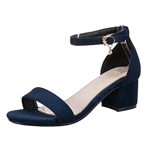 CHICMARK Damen Gemütlich Sandalen mit Blockabsatz Open Toe Schuhe Sommer (Blau, 35) von CHICMARK