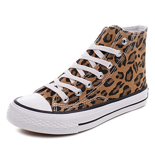 CHICMARK Damen High/Low Top Sneaker Fashion Leopard Espadrilles (Gelb High Top, 35 EU) von CHICMARK