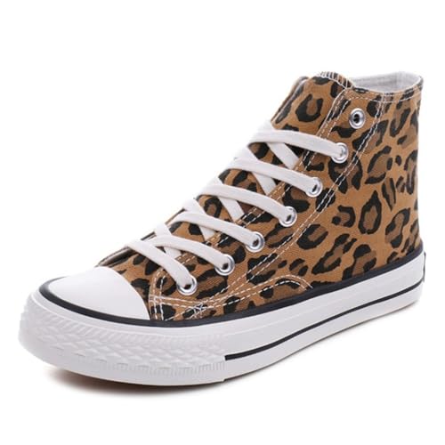CHICMARK Damen High/Low Top Sneaker Fashion Leopard Espadrilles (Gelb High Top, 39 EU Diese Größe ist etwa eine halbe Nummer Kleiner.) von CHICMARK