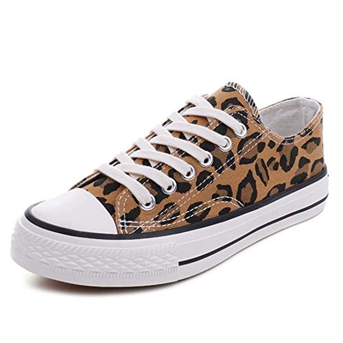 CHICMARK Damen High/Low Top Sneaker Fashion Leopard Espadrilles (Gelb Low Top, 35 EU) von CHICMARK