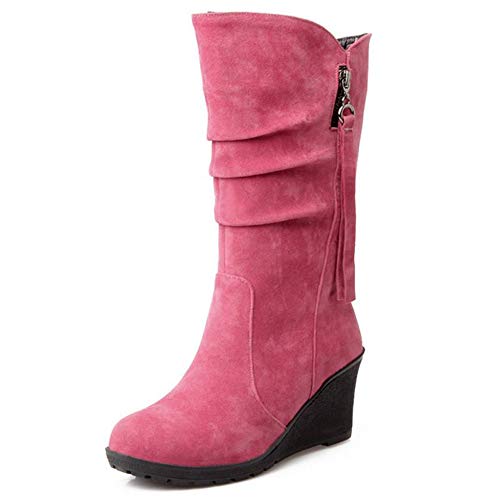 CHICMARK Damen Keilabsatz Langschaft Stiefel (Rosa, 45 EU) von CHICMARK