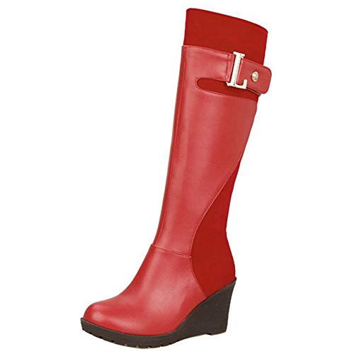 CHICMARK Damen Keilabsatz Langschaft Stiefel (Rot, 39 EU) von CHICMARK