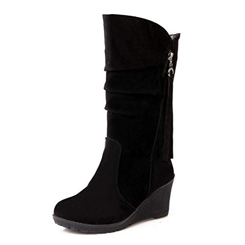 CHICMARK Damen Keilabsatz Langschaft Stiefel (Schwarz, 39 EU) von CHICMARK