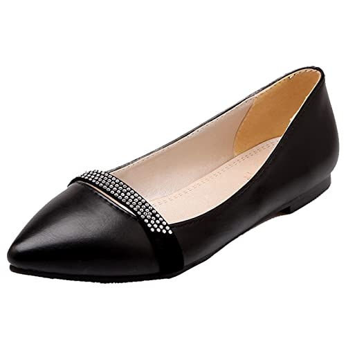 CHICMARK Damen Komfort Slip-On Flats mit Spitzer Zehe für Dating (Schwarz, 46) von CHICMARK