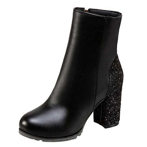 CHICMARK Damen Komfort Stiefeletten mit Blockabsatz und Runder Zehenpartie (Schwarz, 38 EU) von CHICMARK