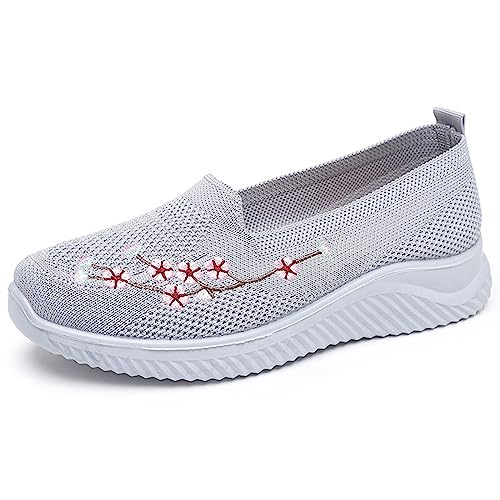 CHICMARK Damen Komfort Wanderschuhe Lässige Atmungsaktive Loafer Sneaker (Grau, 37) von CHICMARK