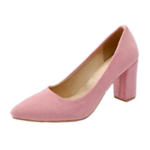 CHICMARK Damen Mode Pumps mit Blockabsatz Hochzeit & Arbeit Schuhe (Rosa, 37) von CHICMARK