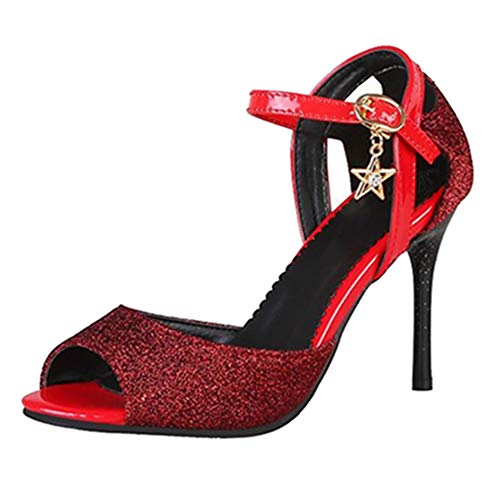 CHICMARK Damen Peep Toe Sandalen mit Hohem Absatz (Rot, 39 EU) von CHICMARK
