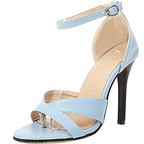 CHICMARK Damen Sandalen mit Knöchelriemchen und Stiletto-Absatz für Verabredungen/Hochzeiten/Partys(Hellblau,32) von CHICMARK