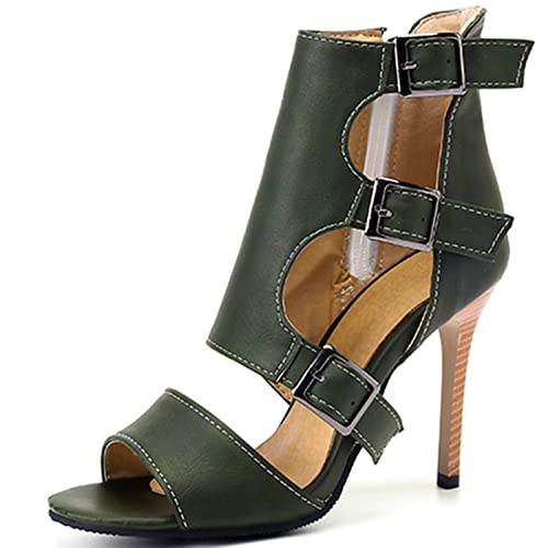 CHICMARK Damen-Sandalen mit Stiletto-Absatz und Seitlichen Reißverschlüssen(Grün,41) von CHICMARK