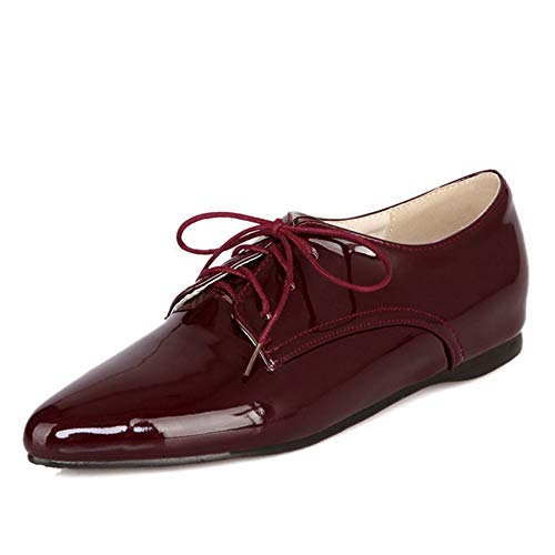 CHICMARK Damen Schnürpumps mit Keilabsatz und Spitzer Zehenpartie (Rotwein, 38 EU) von CHICMARK