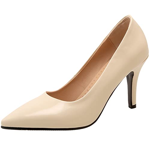 CHICMARK Damen Sexy Pumps zum Hineinschlüpfen mit Stiletto-Absatz und Spitzer Zehenpartie (Beige, 34) von CHICMARK