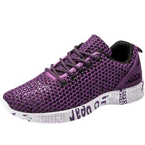 CHICMARK Damen Sommerschuhe Schnürer - Atmungsaktives Netz für Freizeit & Outdoor, Leichtes Eva-Sohle (Lila, 40 EU) von CHICMARK