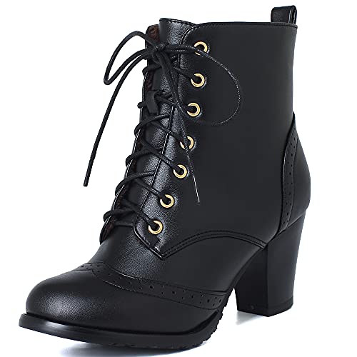 CHICMARK Damen Stiefel mit Blockabsatz Schnürsenkel Stiefeletten von CHICMARK