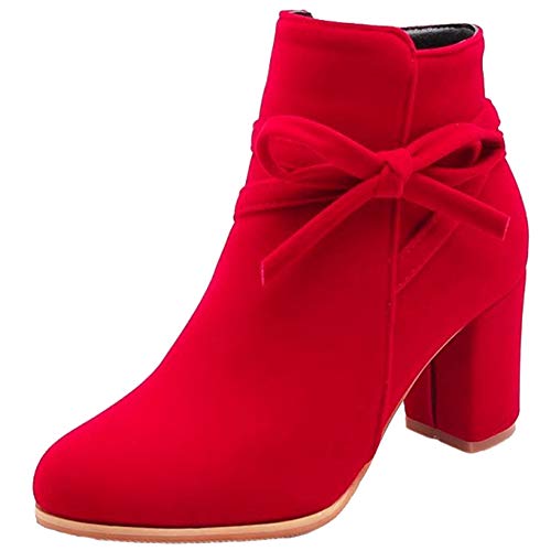 CHICMARK Damen Stiefeletten mit Blockabsatz (Rot, 42 EU) von CHICMARK