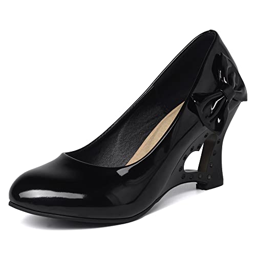 CHICMARK Damen Süße Pumps mit Keilabsatz und Schleife (Schwarz, 40 EU) von CHICMARK