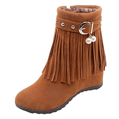 CHICMARK Damen Vintage Stiefeletten mit Keilabsatz und Runder Zehenpartie (Braun, 38 EU) von CHICMARK