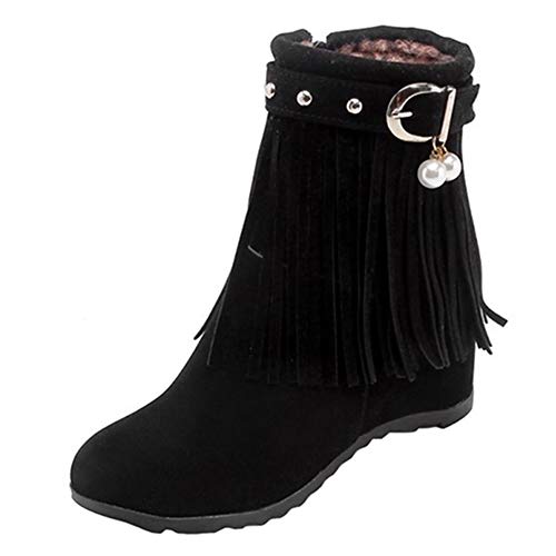 CHICMARK Damen Vintage Stiefeletten mit Keilabsatz und Runder Zehenpartie (Schwarz, 39 EU) von CHICMARK