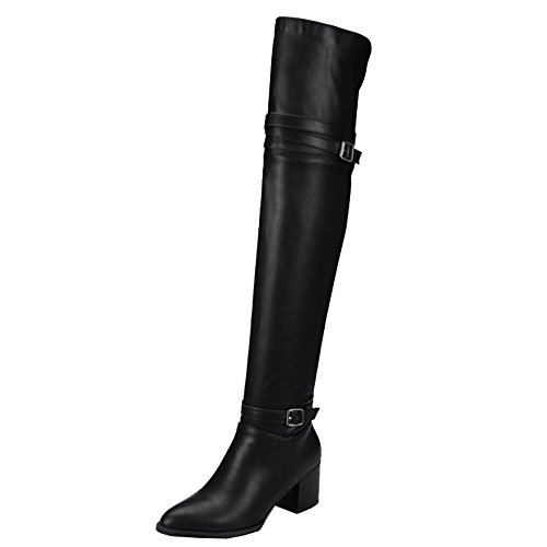 CHICMARK Damen über Kniehohe Stiefel Blockabsatz Langschaft Stiefel (Schwarz, 45) von CHICMARK