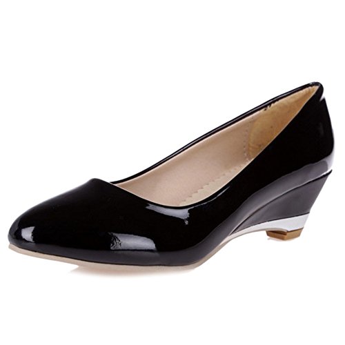 CHICMARK Damenmode Slip-On Pumps mit Keilabsatz (Schwarz, 49) von CHICMARK