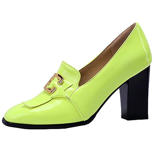 CHICMARK Damenmode Slip-on-Kleid Schuhe/Business-Pumpen mit Eckiger Zehenpartie und Klobigen Absätzen für Arbeit Utility/Datings (Grün, 47) von CHICMARK