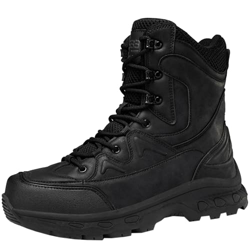 CHICMARK Herren Langlebige Outdoor-Jagdstiefel/Wasserdichte Trekkingstiefel - Perfekt für Trail und Abenteuer (Schwarz, 45) von CHICMARK