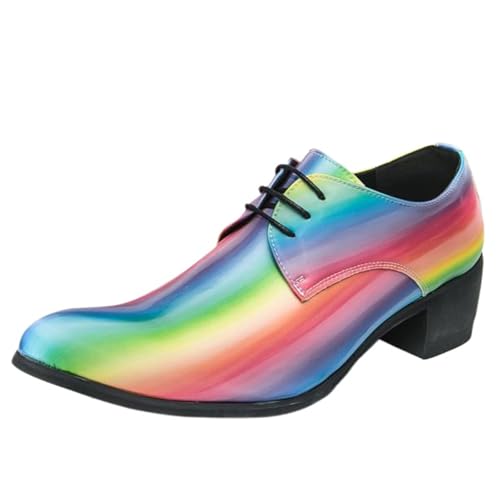 CHICMARK Herren Schnürschuhe Spitze Farbiges Regenbogen-Design Freizeitschuhe (Farbig, 41 EU) von CHICMARK