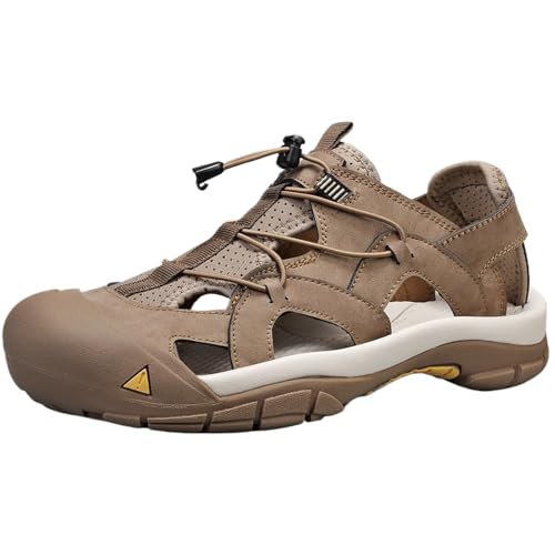 CHICMARK Herren Weiche Outdoor Sandalen Synthetik Wildleder Breite Passform (Khaki, 47 EU) von CHICMARK