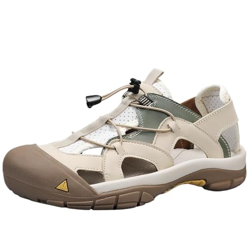 CHICMARK Herren Weiche Outdoor Sandalen Synthetik Wildleder Breite Passform (Sand, 40 EU) von CHICMARK