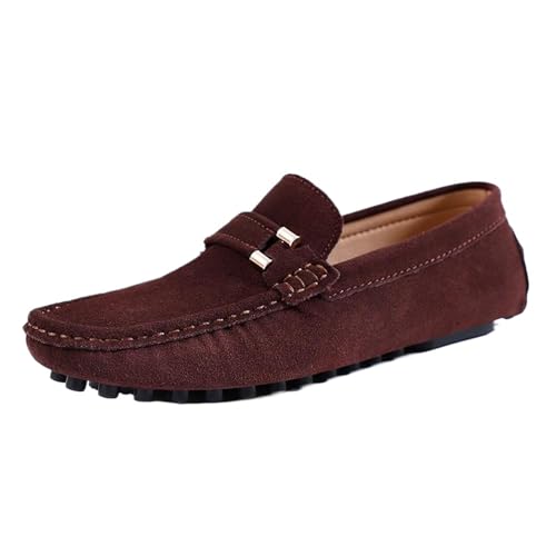 CHICMARK Herren Weite Schlupfschuhe Bequeme Loafers mit Atmungsaktivem Futter & Rutschfester Sohle (Braun, 43 EU) von CHICMARK